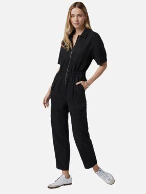 Vuori Zip Front Black Jumpsuit Womens Small Lyocell Casual Gorpcore Techwear